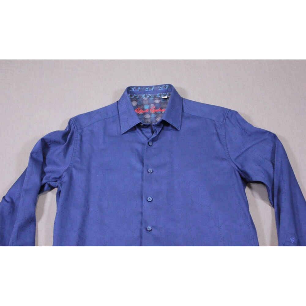 Robert Graham Shirt Mens Blue Geometric Check Flip Cuff Long Sleeve Button Up S - Picture 2 of 12